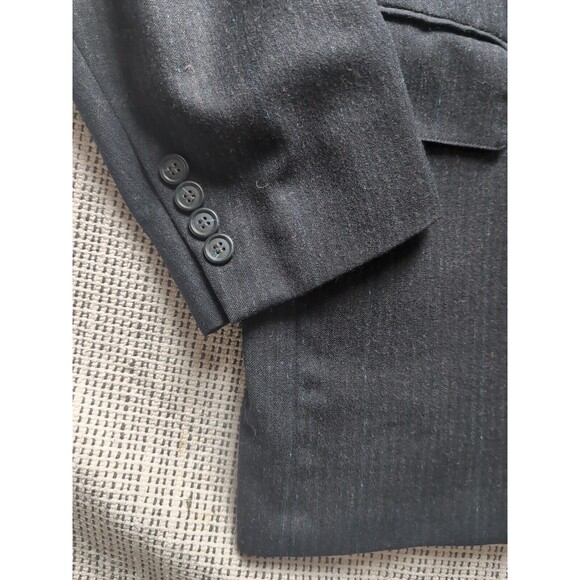 Hects Cricketeer Vintage Suit Jacket Men's 46R Dark Gray Wool Light Pinstripe - Picture 3 of 7